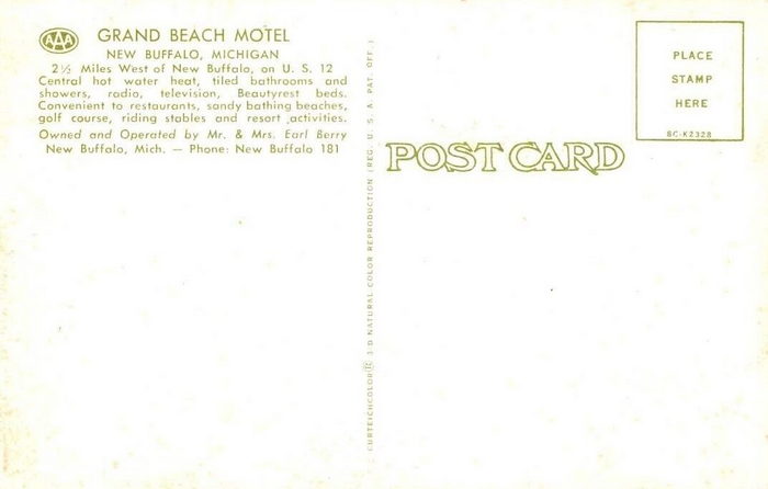Grand Beach Motel - Vintage Postcard
